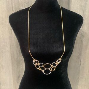 Ann Taylor Factory Loft 34" Golden Chain Necklace Accented With Circles & Hoops